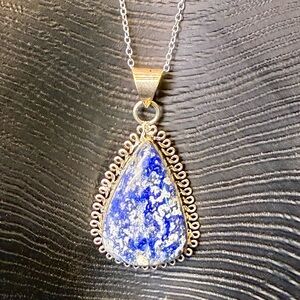 Silver Lapis Lazuli Pendant Necklace